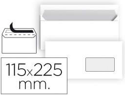25 sobres Liderpapel 115x225mm. offset blanco 90g/m² ventana derecha